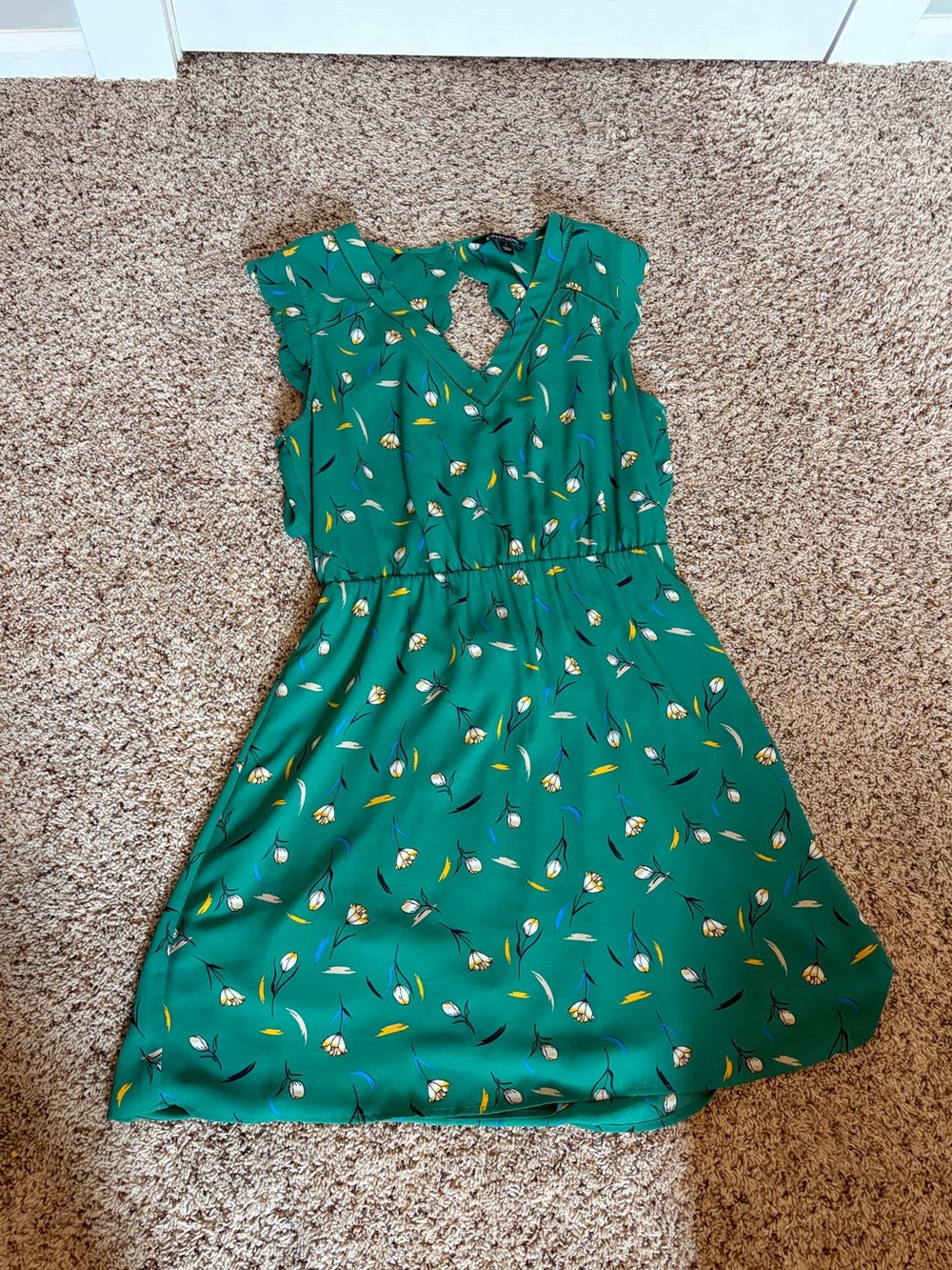 41 hawthorn dress green Floral Ruffle Sleeve 10-18